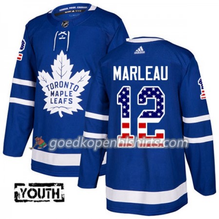 Toronto Maple Leafs Patrick Marleau 12 Adidas 2017-2018 Blauw USA Flag Fashion Authentic Shirt - Kinderen
